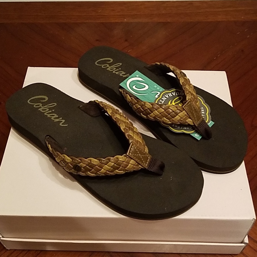 Brown flip flops